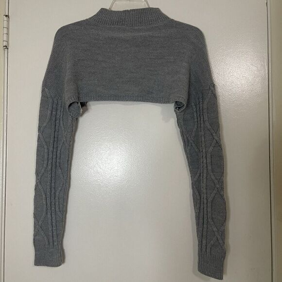 BP gray crochet long sleeve acrylic knit sweater sleeves top size large - Picture 5 of 5